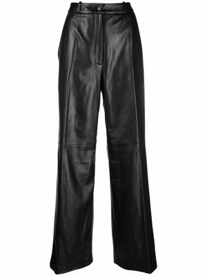 Loulou Studio straight leather trousers - Black
