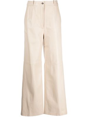 Loulou Studio straight leather trousers - Neutrals