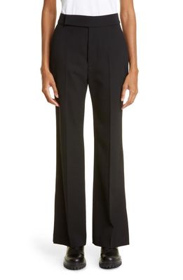 Loulou Studio Straight Leg Stretch Wool Trousers in Black