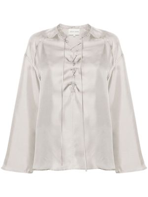 Loulou Studio Zamia faille silk blouse - Grey