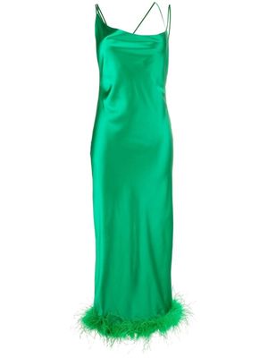 Loulou x Rue Ra feather-detail maxi dress - Green