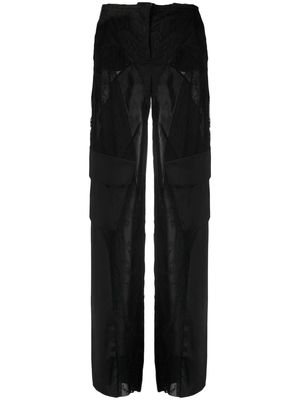 Loulou x Rue Ra lace-detail cargo trousers - Black