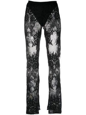 Loulou x Rue Ra sheer-lace flared trousers - Black