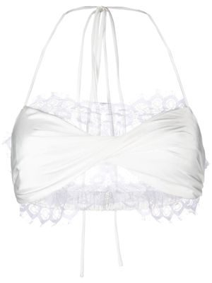 Loulou x Rue Ra sheer-lace halterneck top - White