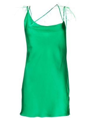 Loulou x Ruera feather-detail mini dress - Green