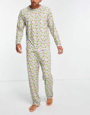 Loungeable Christmas brussels sprouts pajamas in gray-Grey