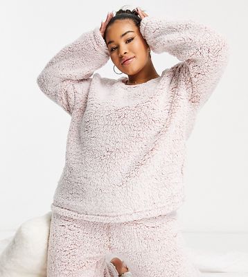 Loungeable Curve frosted sherpa twosie pajamas in pink