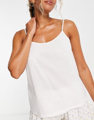 Loungeable mix and match textured pajama cami in white