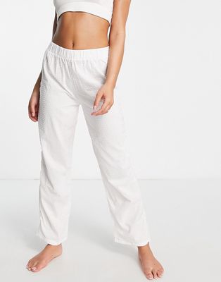 Loungeable mix and match textured pajama pants in white