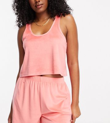 Loungeable pajama tank top and short set in coral-Orange
