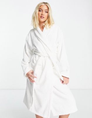 Loungeable premium toweling robe in white
