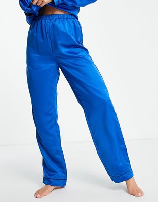 Loungeable satin mix-and-match pajama pants in sapphire-Blues
