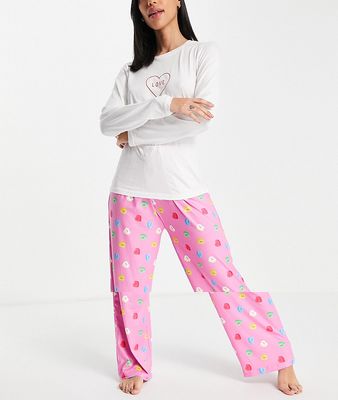 Loungeable sweetie pajama set in pink and white