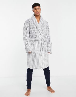 Loungeable waffle fleece robe in gray