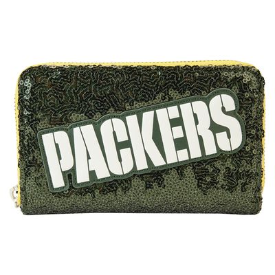 Loungefly Green Bay Packers Sequin Zip-Around Wallet