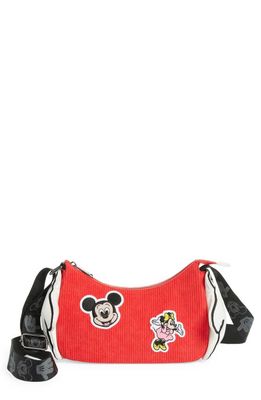Loungefly x Disney 100 Mickey & Minnie Corduroy Crossbody Bag in Red Multi