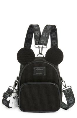 Loungefly x Disney Mickey Mouse Corduroy Convertible Backpack in Black