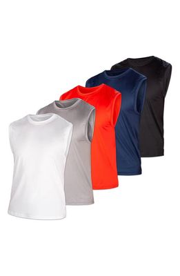 LOUNGEHERO Athletic Tank - Pack of 5 in Black/Red/Blue/White/Grey