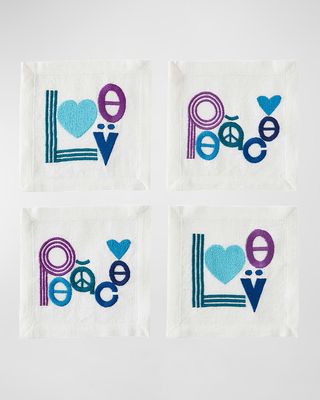 Love and Peace Cocktail Napkins, Set of 4