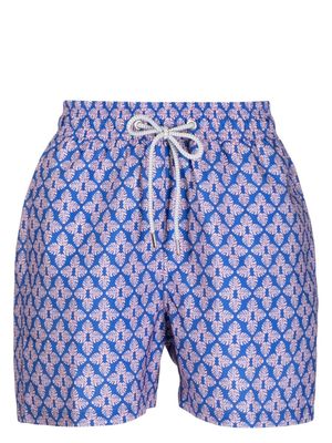 LOVE BRAND & Co. graphic-print drawstring swim shorts - Blue