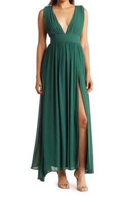 Love By Design Athen Plunging V-Neck Maxi Dress in Emerald