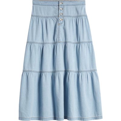 Love, Fire Kids' Prairie Maxi Skirt in Light Wash 