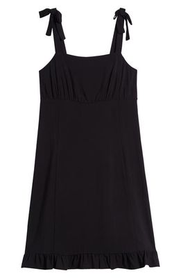 Love, Fire Kids' Tie Shoulder Ruffle Hem Dress in Black 