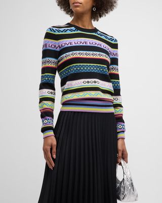 Love Geometric Striped Wool-Cashmere Sweater