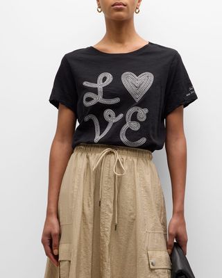Love Heart Print Short-Sleeve Cotton T-Shirt