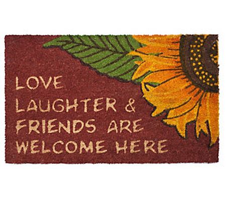 Love Laughter Friends Coir Doormat with PVC Bac king