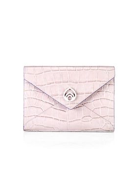 Love Letter Croc-Embossed Leather Envelope Clutch