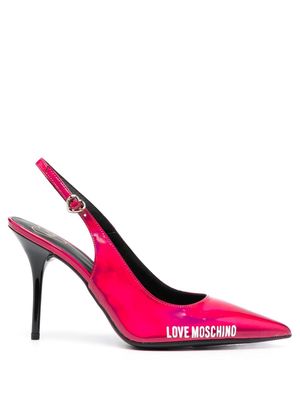 Love Moschino 100mm logo-print pointed-toe pumps - Pink