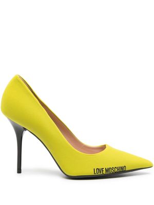 Love Moschino 100mm pointed-toe leather pumps - Yellow