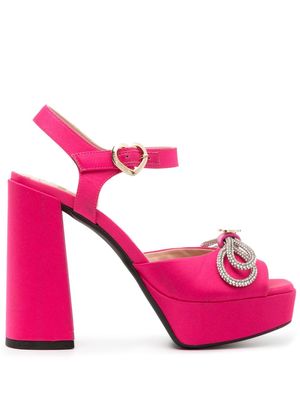 Love Moschino 130mm logo-plaque bow sandals - Pink