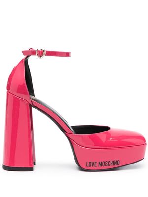 Love Moschino 130mm logo-print leather pumps - Pink