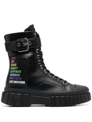 Love Moschino 50mm logo-print leather boots - Black