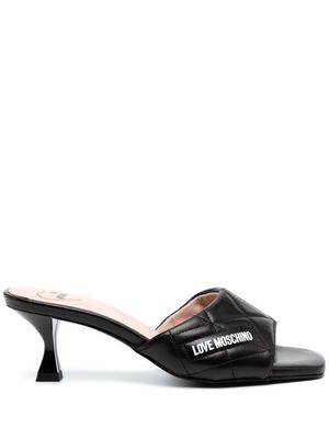 Love Moschino 50mm quilted leather mules - Black