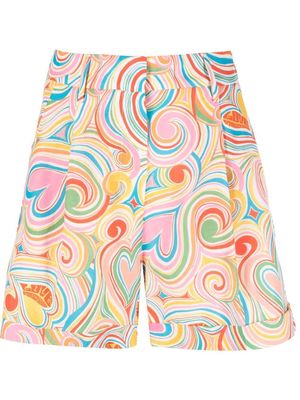 Love Moschino abstract-print high-waisted shorts - Pink