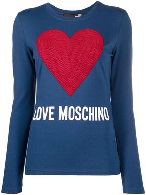Love Moschino appliqué-heart long-sleeve T-shirt - Blue