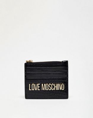 Love Moschino card holder in black croc
