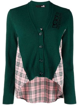 Love Moschino checked knitted-panel cardigan - Green