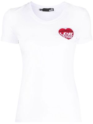 Love Moschino chest embroidered-logo detail T-shirt - White