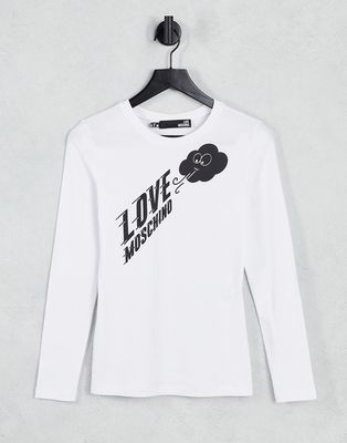 Love Moschino cloud logo jersey top in white