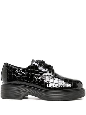 Love Moschino crocodile-effect lace-up shoes - Black