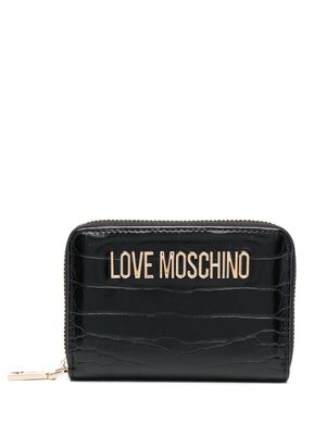 Love Moschino crocodile-effect logo-plaque wallet - Black