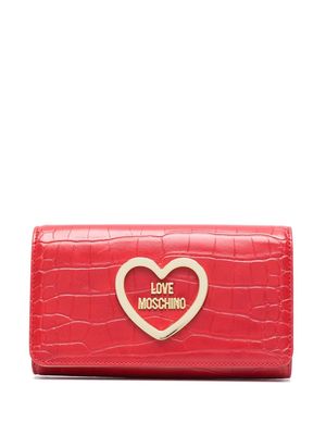 Love Moschino crocodile-effect logo-plaque wallet - Red