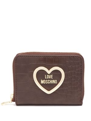 Love Moschino crocodile-embossed effect zip-around wallet - Brown