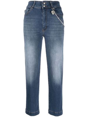 Love Moschino cropped chain-link jeans - Blue