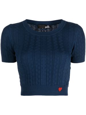 Love Moschino cropped knitted blouse - Blue