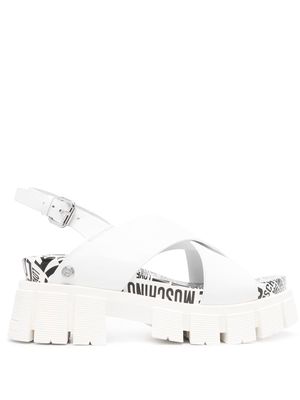 Love Moschino crossover-strap lug-sole sandals - White